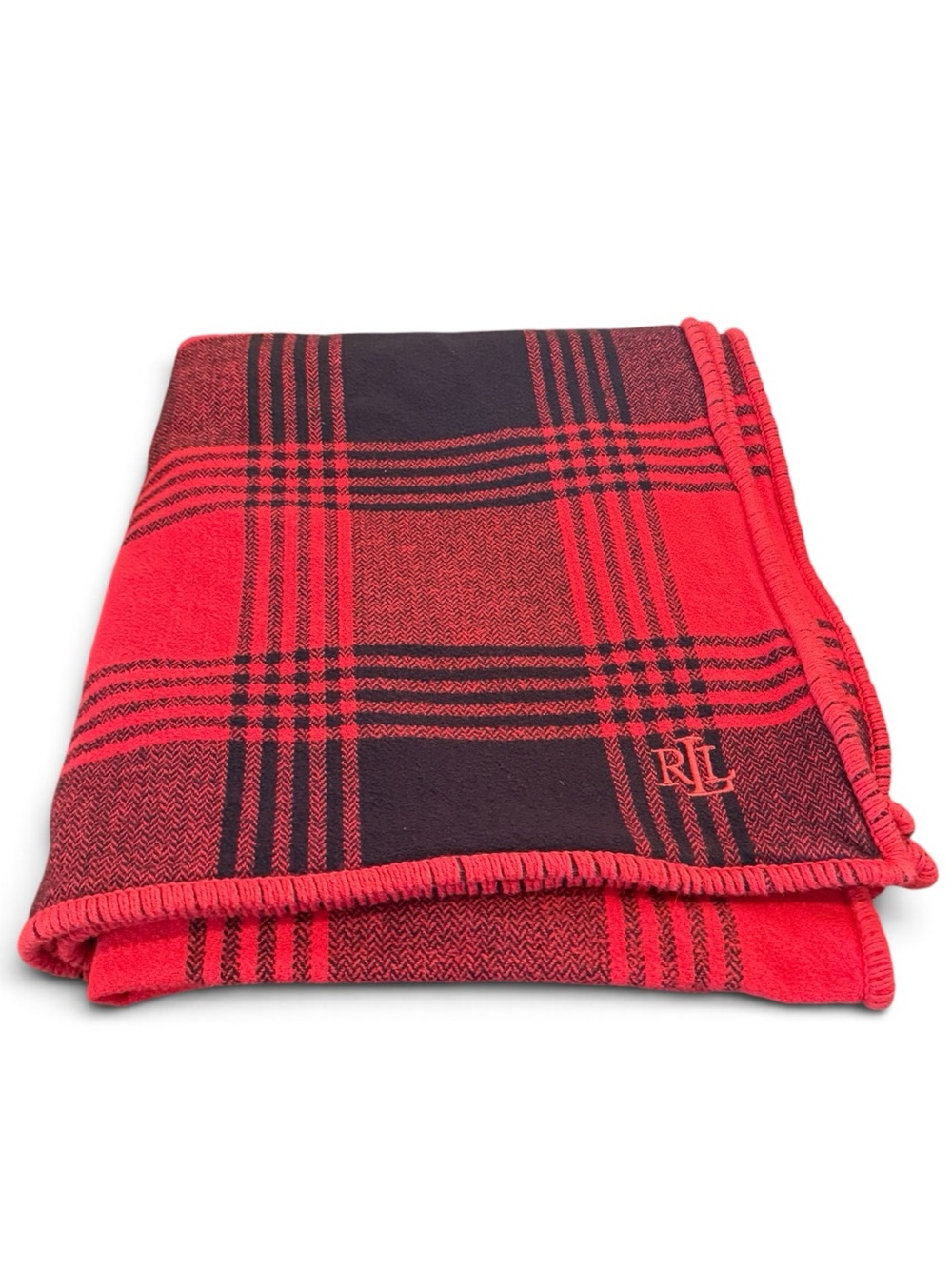 Ralph Lauren Red and Black Plaid Throw